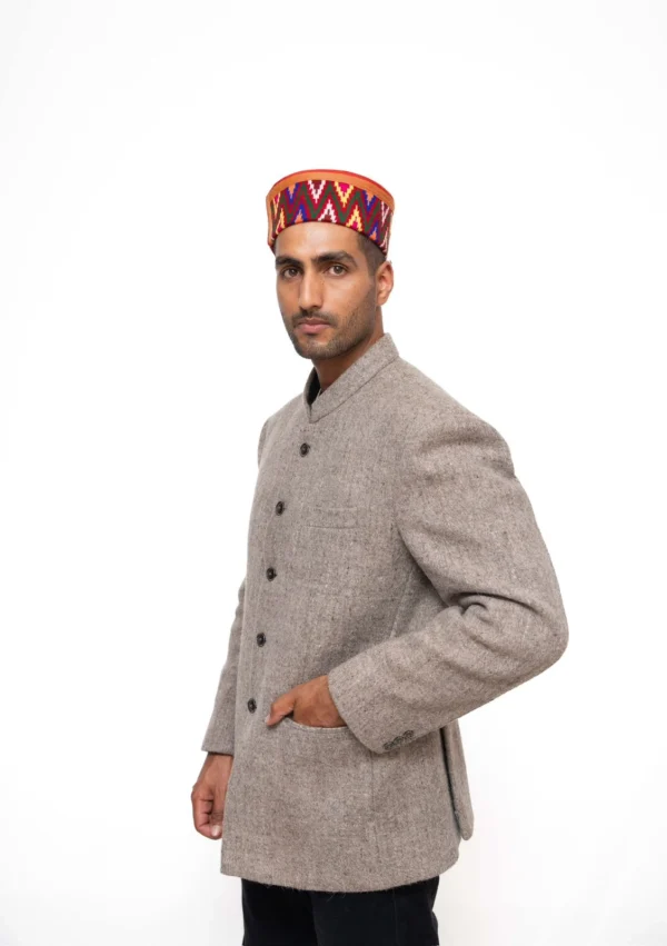 Hancrafted Pure Woolen Men's Blazer ( Pahadi Coat ) - Image 3